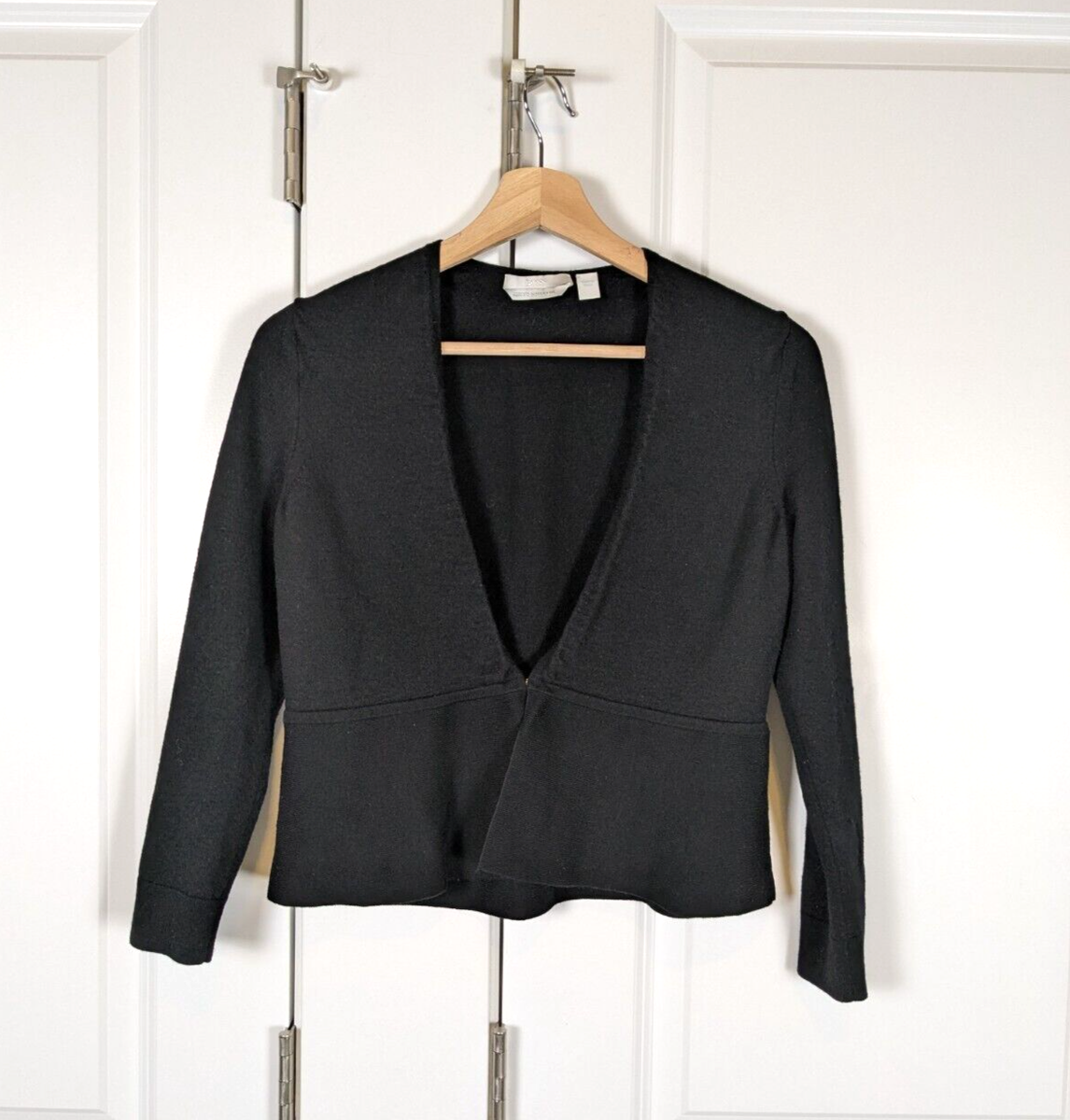 Hugo Boss Cardigan Women XS Black Virgin Superfine Merino Wool