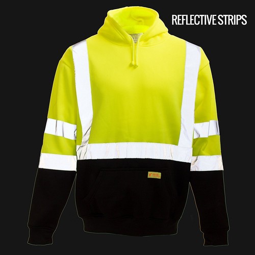 High Visibility Hooded Sweatshirt Class 3 Safety Hoodie,orange or Lime -H8311/12 - Picture 11 of 15