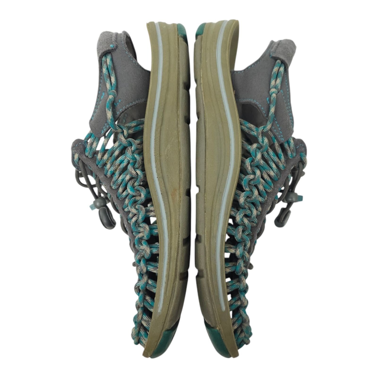 Sandali Keen Uneek donna 7 5 due corde tacco esterno cinturino grigio blu acqua 1014113
