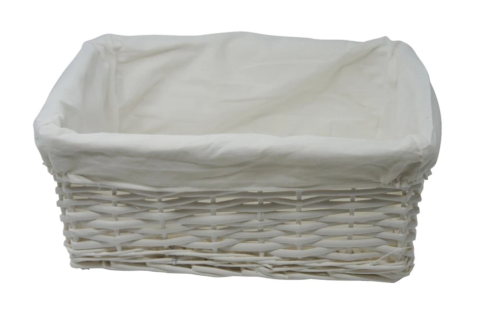 Storage Hamper Basket Medium White Wicker With Cloth Lining Pack Of 4 By Arpan - Image 4 of 4