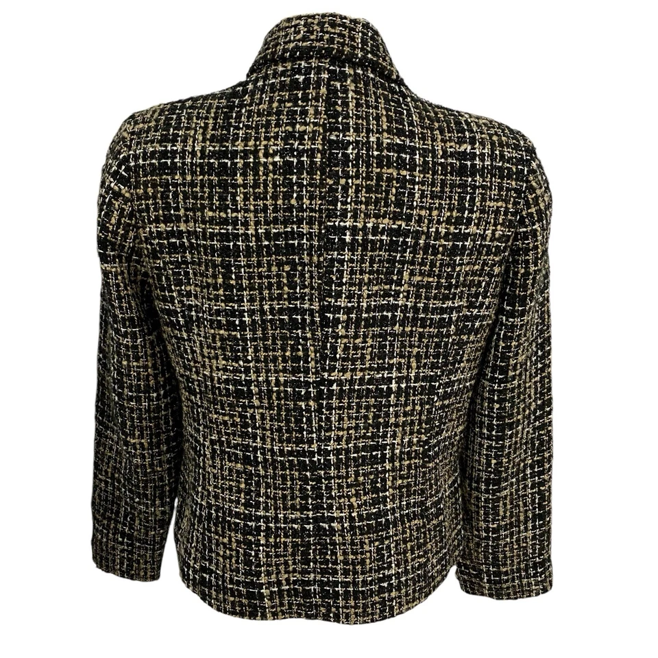 Christopher & Banks Blazer 女式中号毛圈夹克羊毛工作办公室黑色 — 第 3/4 张图片