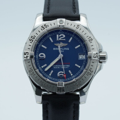 BREITLING COLT OCEANE DAMEN UHR A77380 32MM STAHL MIT LEDER BAND SCHÖN BR269 2