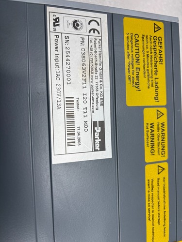 PARKER COMPAX3 C3S063V2F11 I20 T11 M00 servo drive - Picture 4 of 7