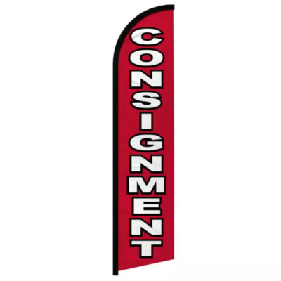 Pack of 2 CONSIGNMENT WINDLESS Swooper Feather Flag Banner Sign 2.5x11.5 - 100D