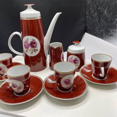 Lichte Fine China GDR Vintage 60er Kaffee Mokkaservice 11 Teile 4 Pers.