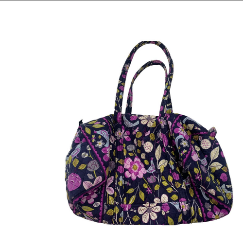 Vera Bradley Womens Purple Pocketbook Floral Nightingale Duffle Bag 18" Retired - Picture 4 of 9
