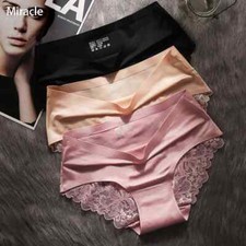 3Pcs/Lot Women's Panties Sets Lace Seamless Underwear Female Silk Briefs Unde...