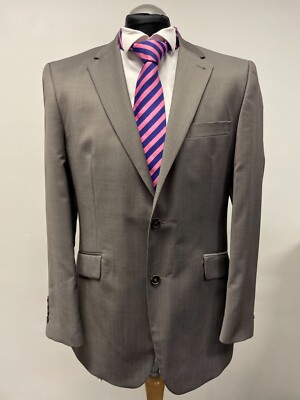 JASPER CONRAN HERREN ANZUG JACKE/BLAZER WOLLMISCHUNG IN GRAU 42R NEU OHNE ETIKETT (0445)
