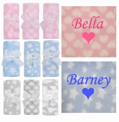 Baby Mädchen Junge personalisierte Herz Decke bestickt Handtuch Name rosa blau Geschenk