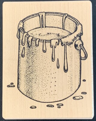 Stampa Barbara Open Dripping Paint Can Rubber Stamp