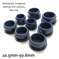Black Snap-On Hole Plugs Silicone Rubber Blanking Seal Bung Insert Tube Pipe Cap