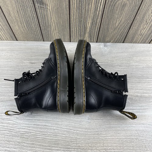 Dr Martens Kids' Black Leather Zavala Combat Lace Up Boot Size 10 - Picture 11 of 14