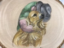 golden retriever  Getting A Hug .Hand Painted On Wood