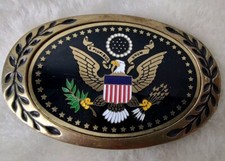 Vintage Solid Brass Belt Buckle American Eagle By: Heritage Buckle