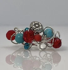 925 Sterling Silver Loopy Beaded Ring Size 7.25 Jewelry