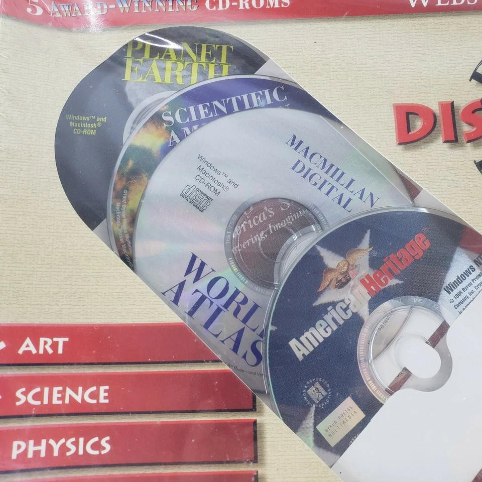 Webster's New World Family Discovery Library 5 CD-ROM Set Learning NEW SEALED - Image 2 of 4