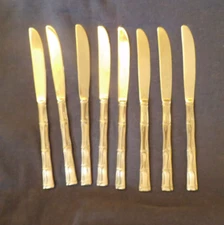 set of 8 dinner knives BAMBOO pattern stainless steel flatware Korea