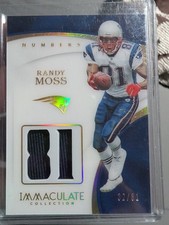 Randy Moss 2017 Panini Immaculate Numbers Game Worn Patch Patriots