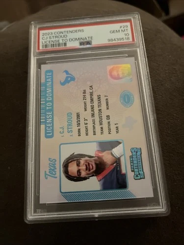 CJ STROUD LICENSE TO DOMINATE!! 2023 PANINI CONTENDERS!! CASEHIT PSA 10!!!