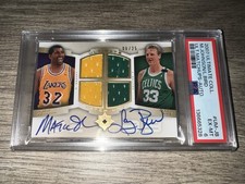 Magic Johnson Larry Bird PSA 6 2007 Ultimate Collection Dual Auto Jersey /25