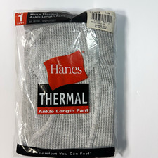 Vintage Hanes Men s Thermal Base Layer Bottom Waffle Gray L Regular 1 Pack