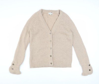 JD Williams Damen Beige Wollmischung V-Ausschnitt Grobstrick Cardigan Größe 8