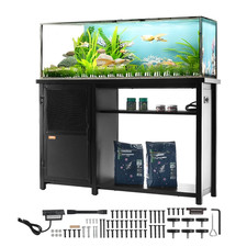 75 Gallon Aquarium Stand Steel Fish Tank Stand w/ Cabinet Power Panel