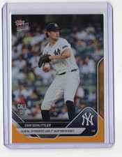 2025 Topps Now Cam Schlittler 1st MLB Win ORANGE FOIL RC #407 13/25 SP YANKEES