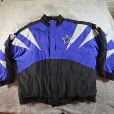 Vintage Dallas Cowboys Jacket Mens XL Blue Black NFL Football Puffer 90s" read"
