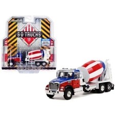 2019 Mack Granite Cement Mixer Red White Blue 1:64 Greenlight 45150C