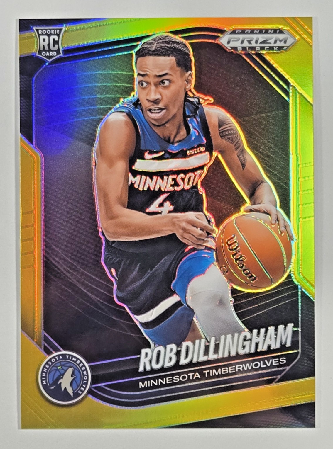 2024-25 Panini Prizm Black ROB DILLINGHAM True Gold /10 Timberwolves #39 RC
