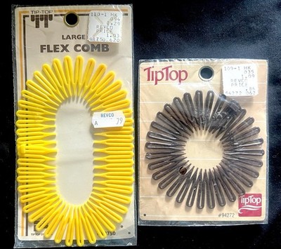 Vintage NEW Lot of 2 Tip Top Flex Combs Yellow & Brown New in Package NIP