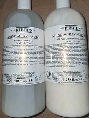 Kiehl's Amino Acid Shampoo And Conditioner Set 33.8 Oz 1 Liter Pump Coconut Oil