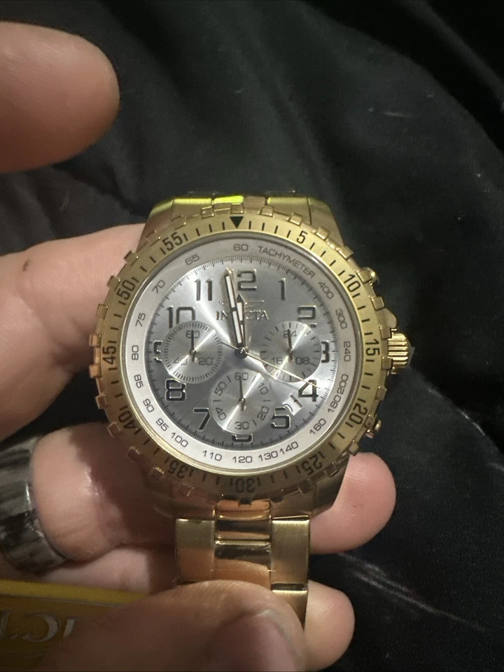 Reloj Invicta para hombre 45 mm especial piloto cronógrafo esfera plateada tono dorado 11369 Foto 4 de 4