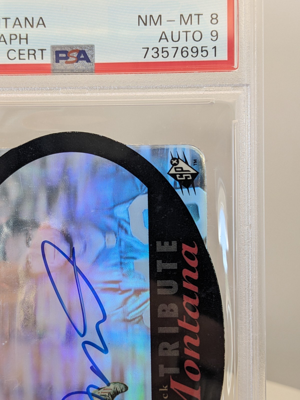 1996 SPx Joe Montana Autograph PSA/DNA Cert NM-MT 8 , Auto 9 view 7