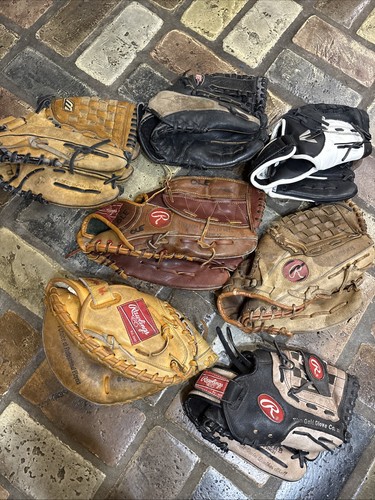 7 Baseball Softball Gloves Rawlings Easton Mizuno Reggie Jackson Project Lot