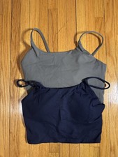 Women  s Small Crop Tank Top w/ Built-In Bra  Workout or Swim  Nylon Blend
