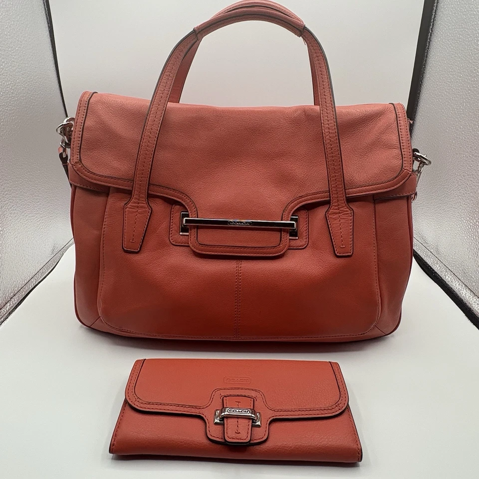 COACH F26781 Taylor Marin Bandolera con Solapa Bolso y Cartera Conjunto Rosa Coral Foto 4 de 4