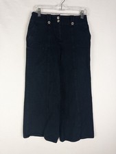Derek Lam 10 Crosby Pants Womens 4 Blue Wide Leg Sailor Cropped Denim