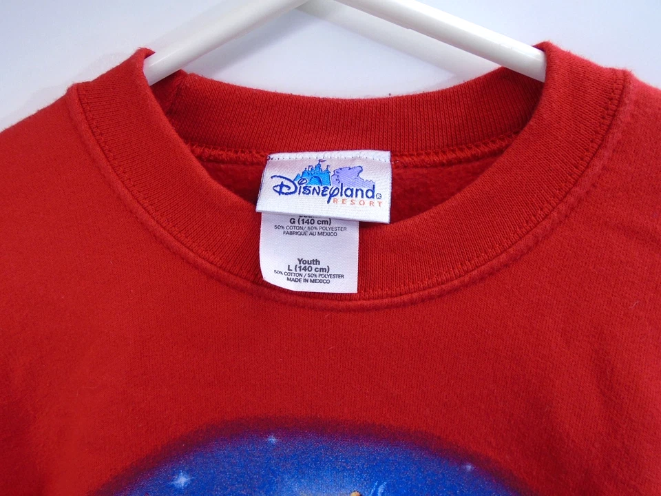 Suéter De Colección Disney Navidad Merriest Place On Earth JUVENTUD GRANDE 2003 Niños ROJO Foto 3 de 4