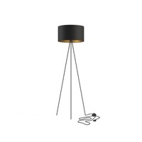 Stehleuchte Wohnzimmer Dreibein Schwarz Gold 156 Cm Stoff Metall E27 Stehlampe