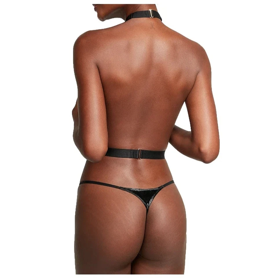 Nuevo con etiquetas Mono Victoria's Secret Imitación Cuero Copa Abierta Con Gargantilla Talla M Foto 2 de 4