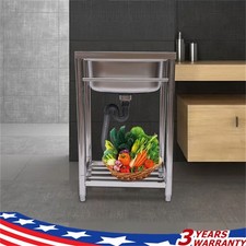 One Compartment Commercial Sink Stainless Steel for Garage, Restaurant, Kitchen