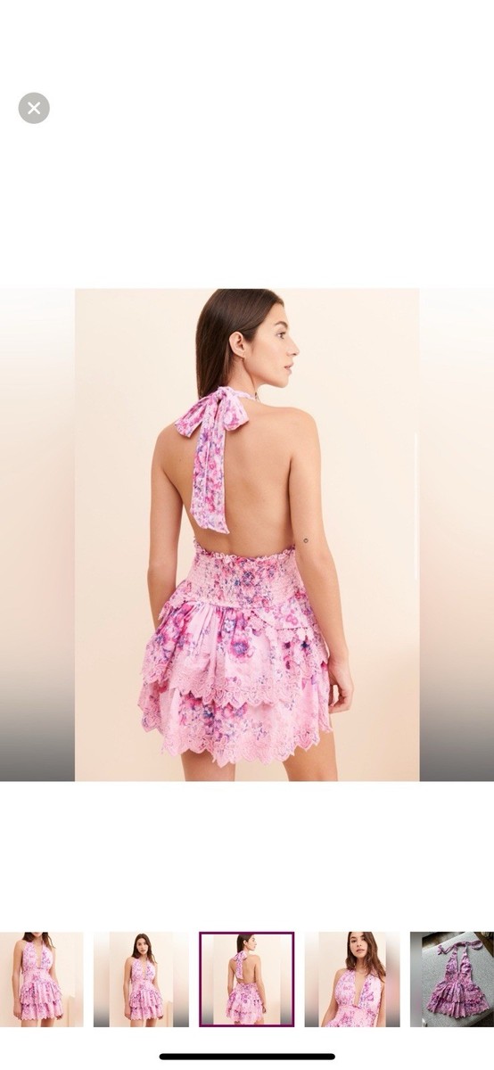 LoveShackFancy Sold out Deanna Halter Mini Dress Fuchsia Purple Floral Size  S | eBay