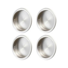 4 PCS 13/4" Satin Nickel Circular Snapin Sliding Pocket Door Finger Pull