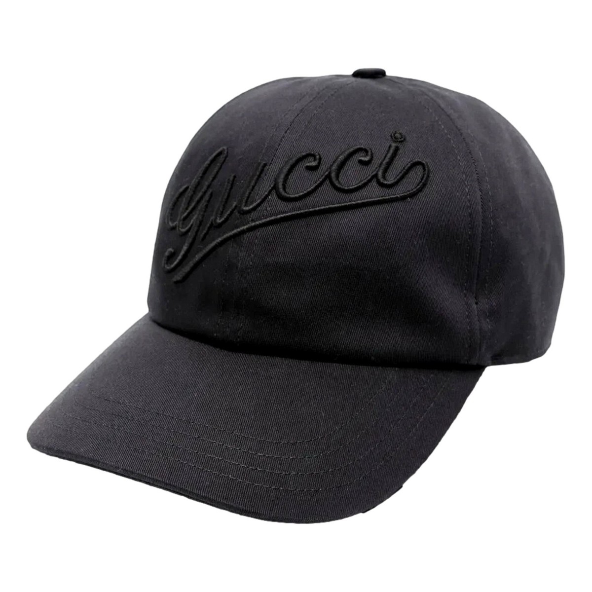 GUCCI 黒 ロゴキャップ Gucci Black Embroidered Logo Cotton Baseball Cap Medium Italy | eBay