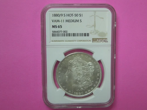1880/9-S $1 Morgan  Dollar - Hot 50 VAM-11 Overdate - NGC MS 65
