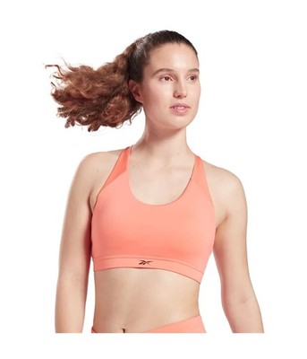 Reebok Womens Workout Ready Padded Sports Bra, Orange, Plus Size, 2X/18-20W