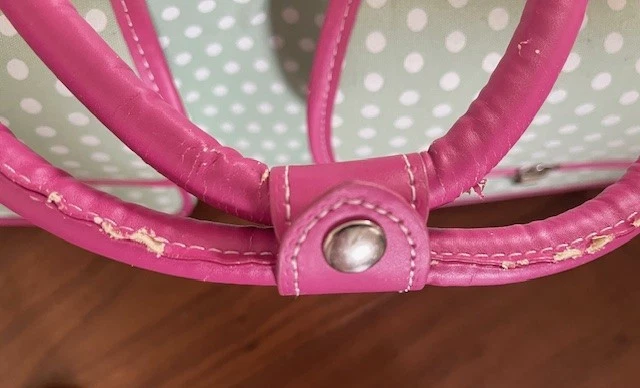 Bolso de Mano Grande con Ruedas CGull CRICUT | Verde con Lunares Blancos y Borde Rosa Foto 4 de 4