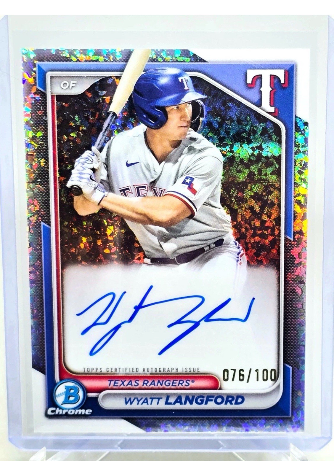 2024 Bowman Chrome Mini Diamond Auto Wyatt Langford /100 Rangers Rc CPA-WLA